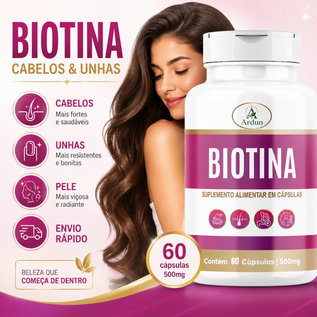Biotina 60 Cápsulas 16 VITAMINAS Suplemento para Cabelo Pele e Unhas