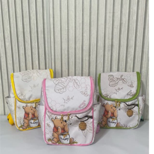 kit 7 mochilas infantil 24,5x17 personalizada ursinho pool brindes de festa