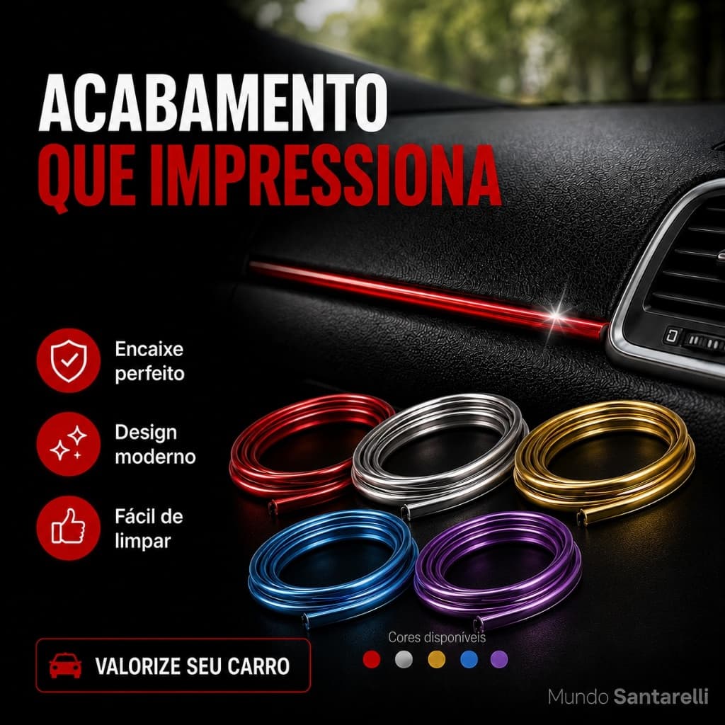 Fita Acabamento Painel Carro Friso Interno Tuning Decorativa Universal Friso Porta Console Premium