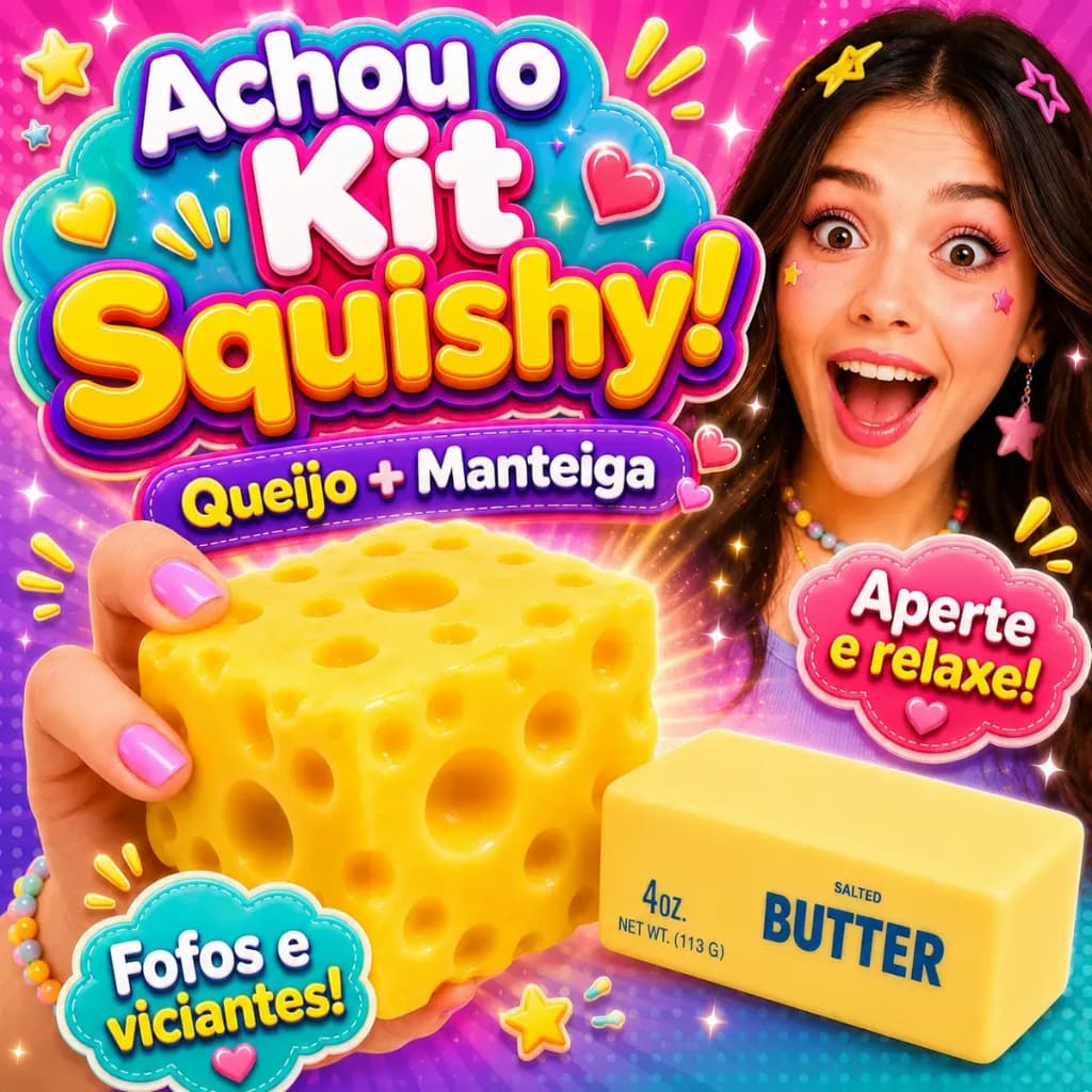 Kit Squishy Butter Manteiga + Queijo Anti Estresse Tik Tok