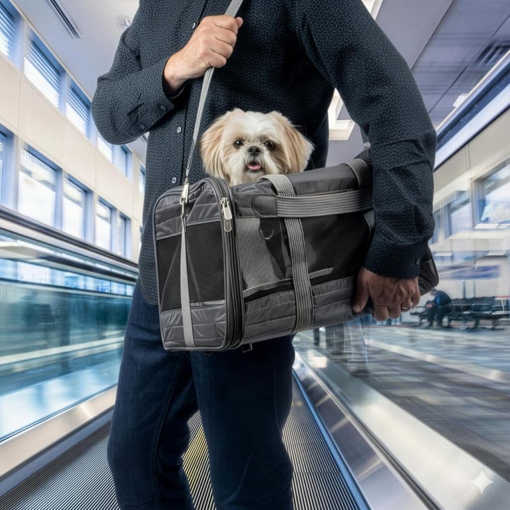 Sherpa Deluxe Pet Carrier Grande – Bolsa Transportadora para Cães e Gatos até 10kg – Viagem Aérea e Carro