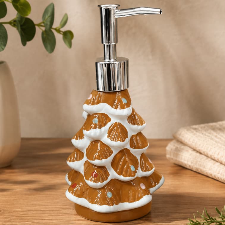 Porta Sabonete Líquido Natal Árvore Porcelana Decorativo | Pronta Entrega