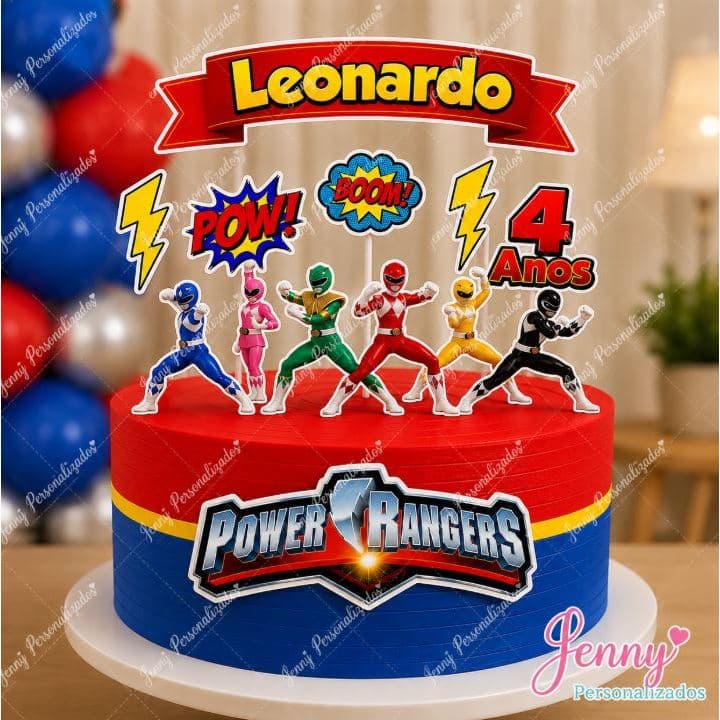Topo Topper de Bolo Personalizado Power Rangers