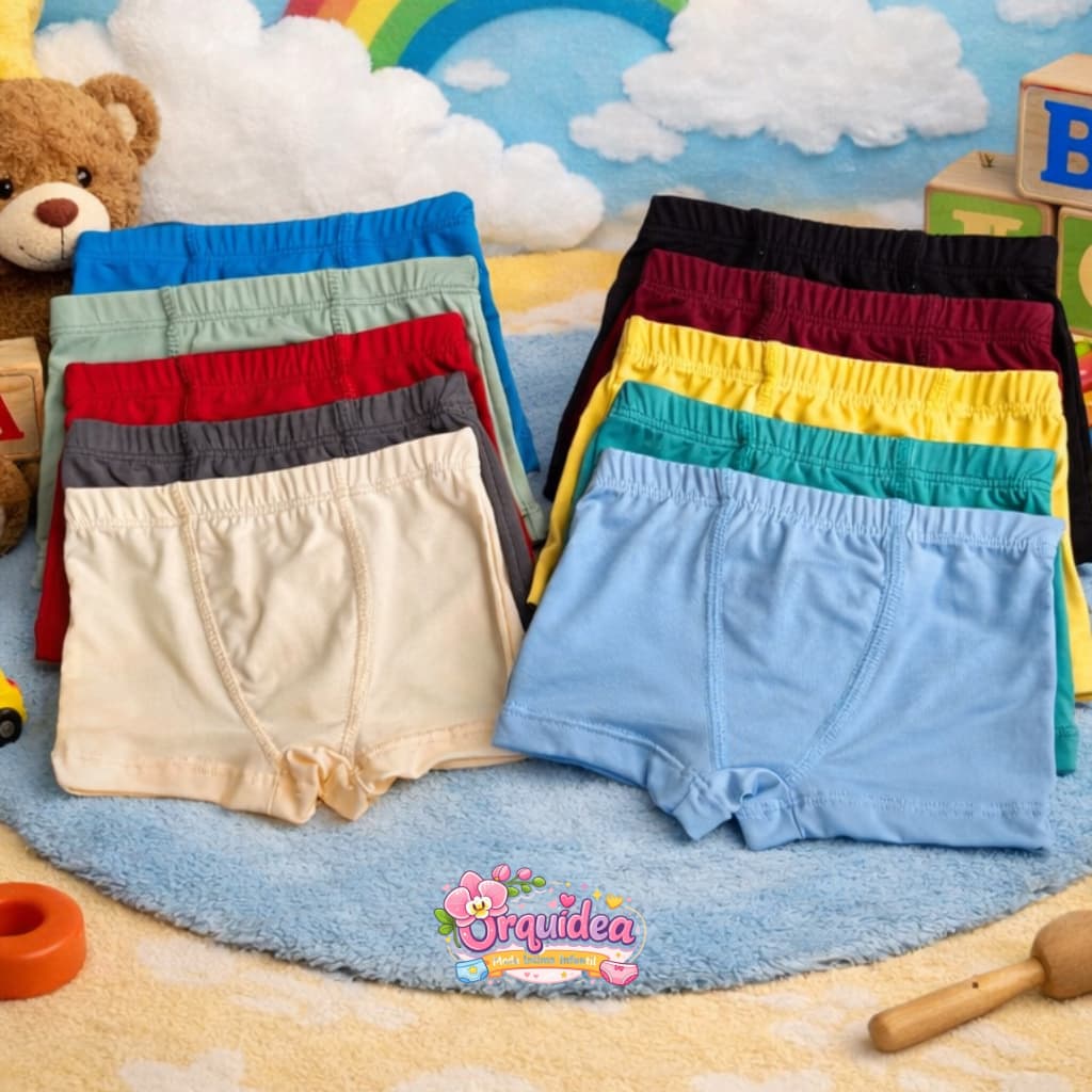 Kit Cueca Infantil Lisa para Menino 10 Unidades  Algodão Confortável Macia e Respirável Alta Qualidade