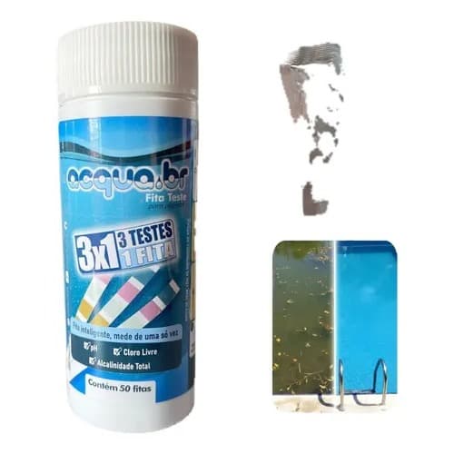Fita Teste Acqua.br 3x1 (pH, cloro livre, alcalinidade total)