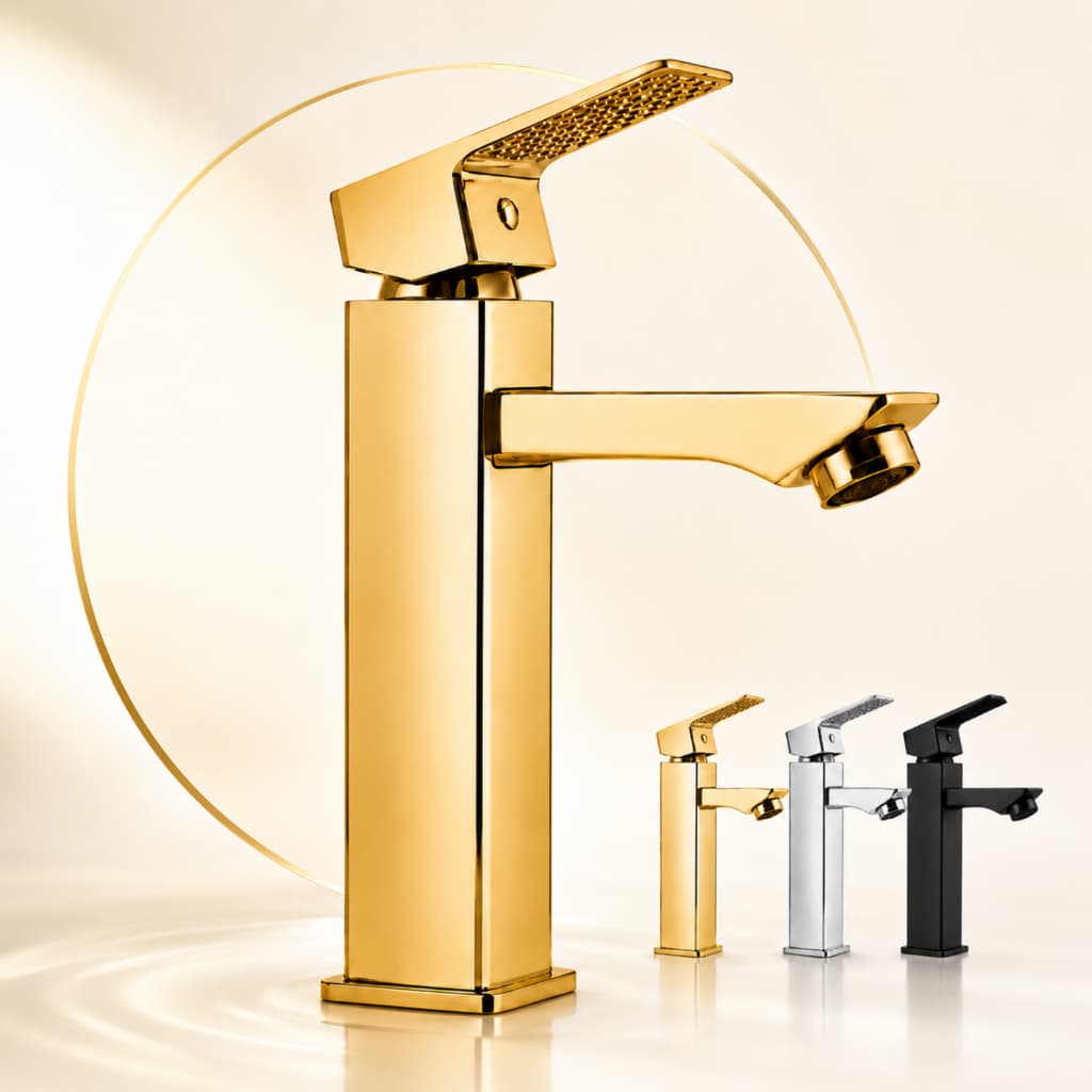 Torneira Banheiro Lavatório Luxo Inox Bancada Torneiras De Água Fria  , Dourado Lavabo
