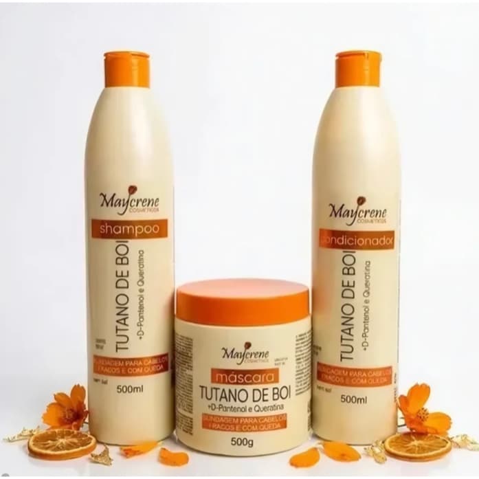 Kit Tutano de Boi Maycrene | Blindagem Capilar contra Queda + Nutrição Profunda – 3x500ml