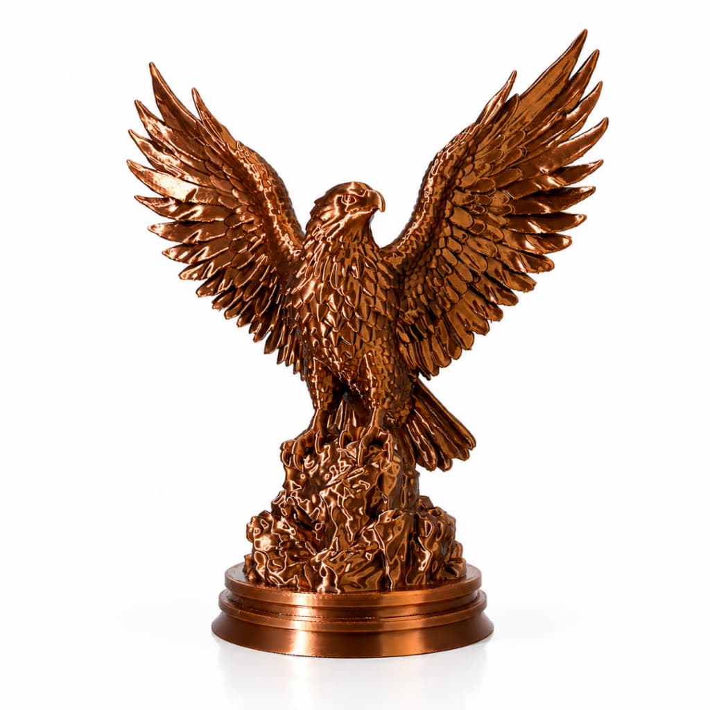 Escultura Águia Decorativa Moderna Asas Abertas Cobre Silk