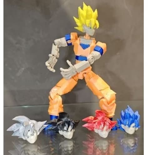 Boneco Goku Vegeta Freeza Articulado Action Figure T13 Dummy Colecionável + 4 Cabeças Extras Troca De Mãos Dragon Ball Z