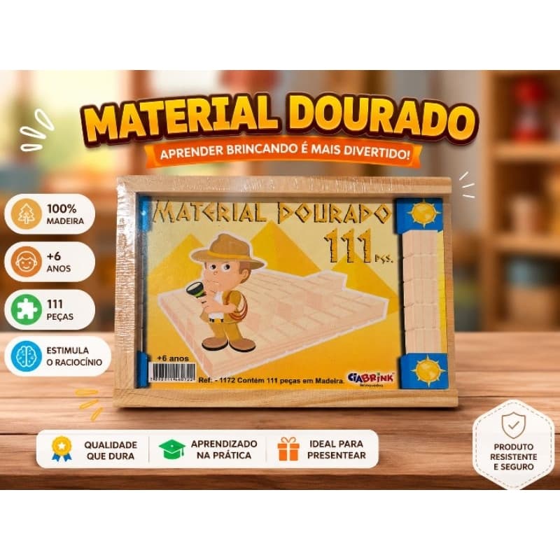 🧮 Material Dourado Educativo em Madeira – 111 Peças | Ciabrink