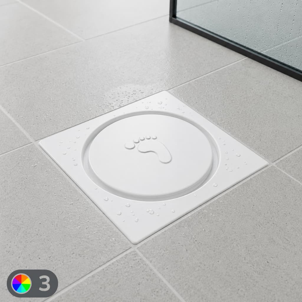 Ralo Click Inteligente em Plastico ABS 10x10 Branco Piso Banheiro Quadrado