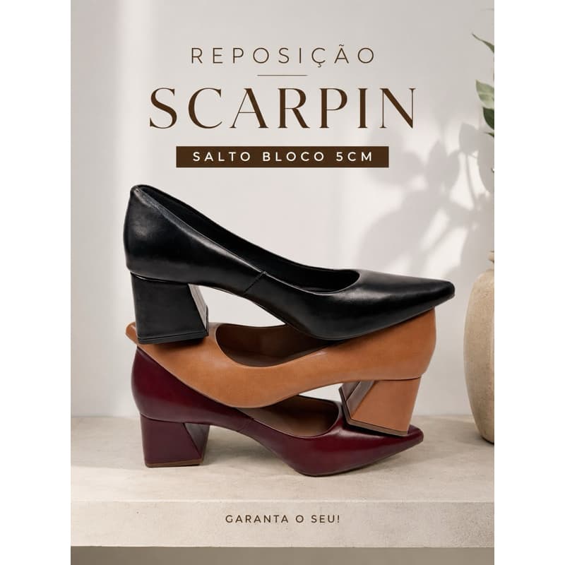 Scarpin Feminino Salto Bloco 5 cm ✨