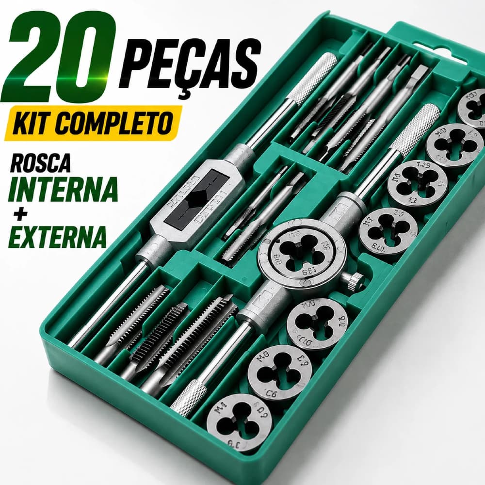 Kit de 20 Peças Macho E Tarracha Profissional Para Aço, Madeira e Alumínio Ferramentas de Reparo Manual