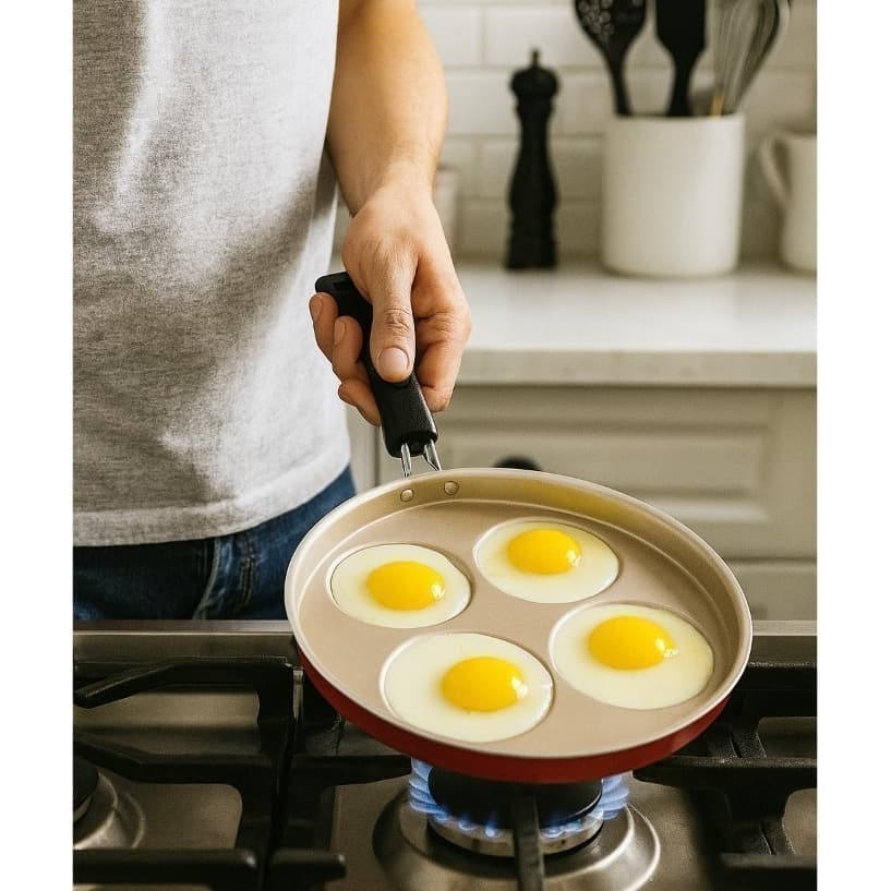 Frigideira Antiaderente 4 em 1 Divisórias Ovos Sanduíche Panela Cozinha Utensílio Café Manhã