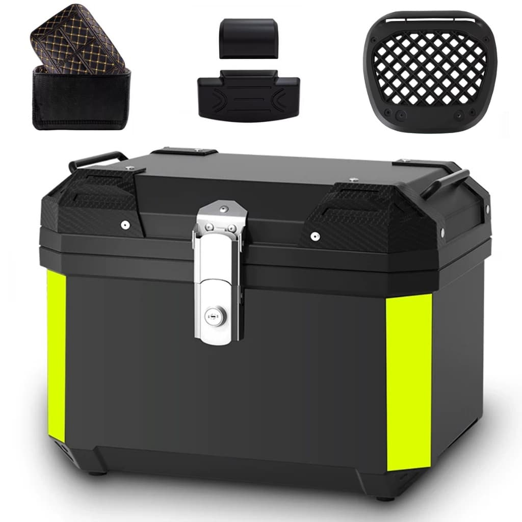 Baú Traseiro Moto Bauleto 45L 57L Impermeável Universal Com Encosto Forro Interno Base Bagageiro E Chaves