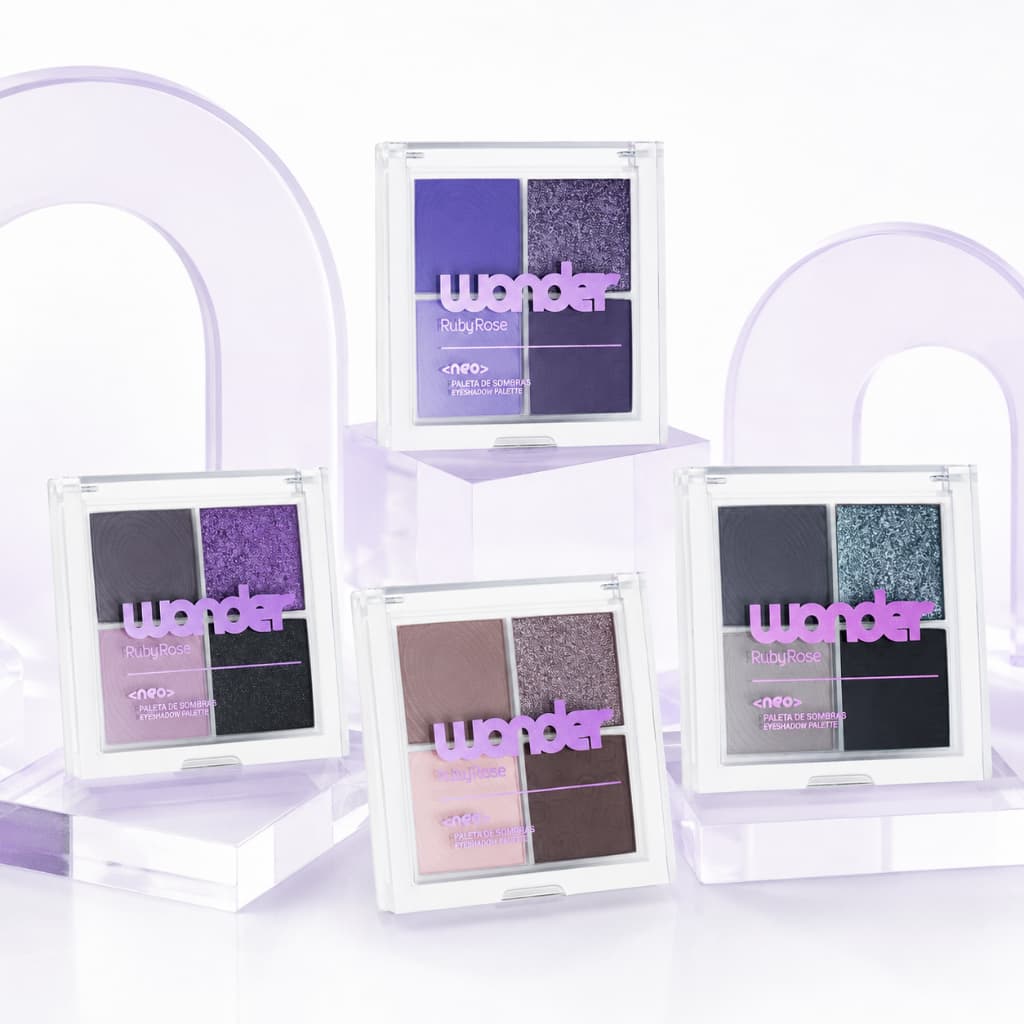 Paleta de Sombras Neo Ruby Rose 4 Cores Pigmentadas Matte e Brilhante Maquiagem