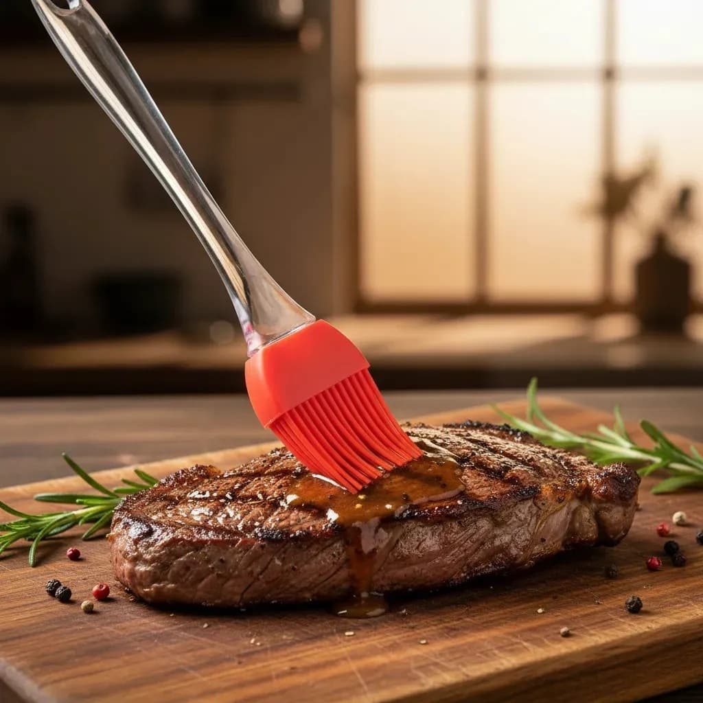 Pincel Culinário De Silicone Untar Confeitar Vermelho 22cm