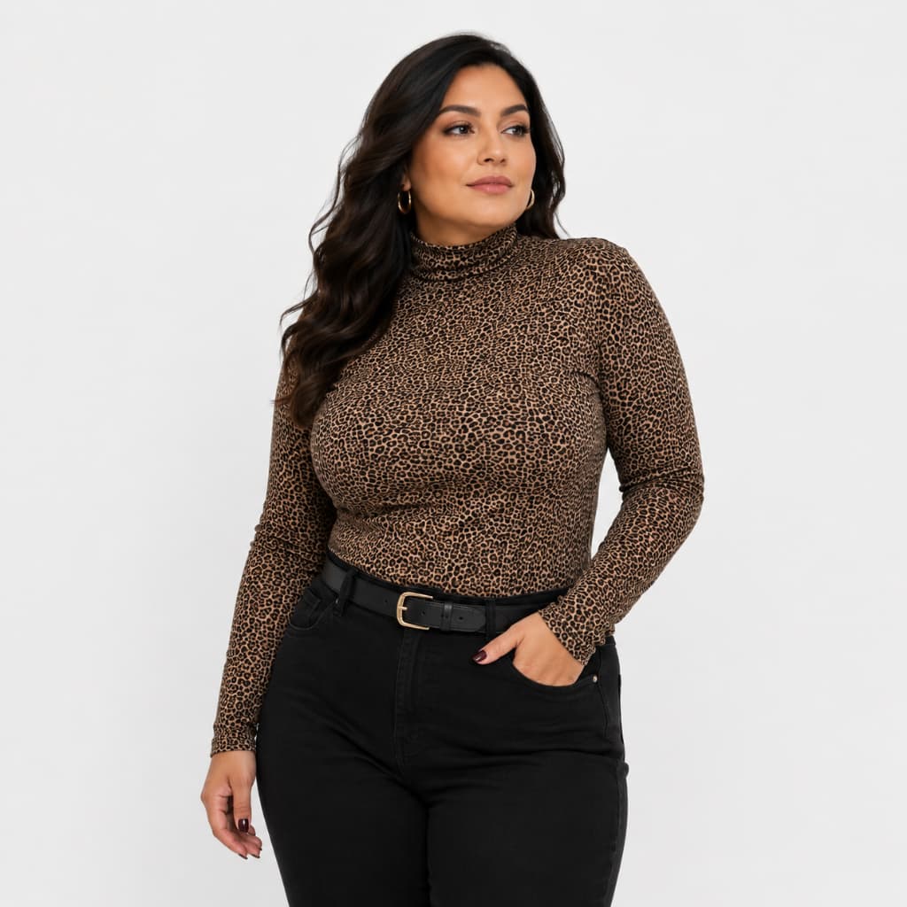 Blusa Feminina Onça Manga Longa Cacharrel Até GG 46