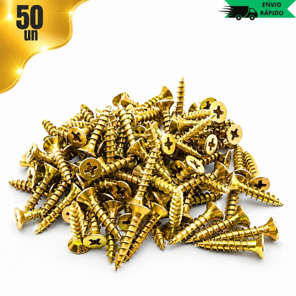 Kit Parafuso Philips 4,0x16mm Cabeça Chata Para Madeira Móveis 50 100 200 Unidades