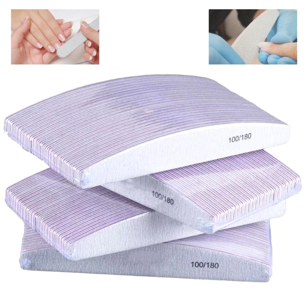 Lixas de Unha Profissional Banana/Boomerang Lavável Polidora 100/180 Manicure Nail Acrigel Fibra