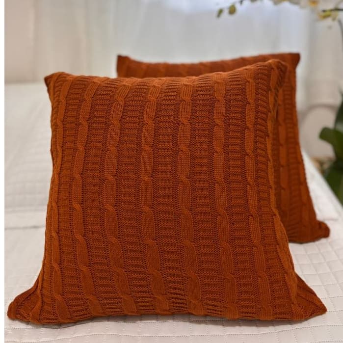 kit Par de Capas de Almofada Trico Trança 45cm x 45cm decorativa sofá e cama
