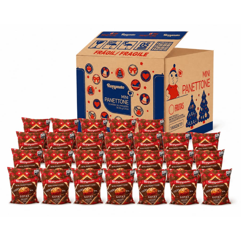 Mini Panettone Caixa Fechada – 24 Unidades (80g) Atacado Natal Lembrancinha