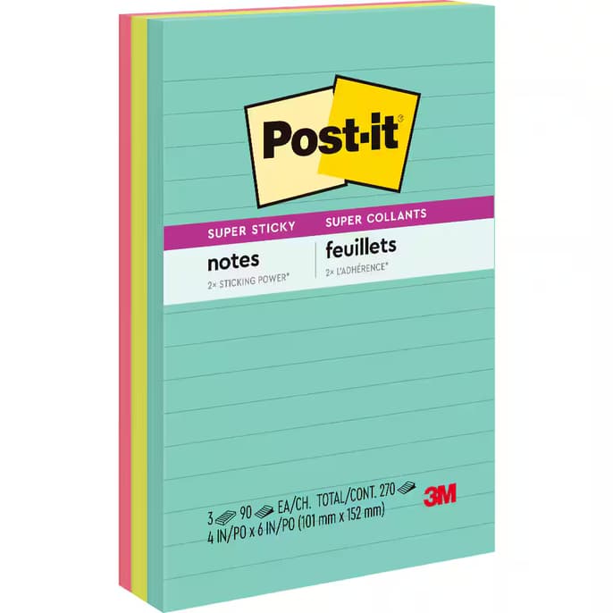 Bloco Adesivo Notas Super Adesivas Post-It Pautados 101mm X 152mm 90 Folhas Coleção Supernova 3M