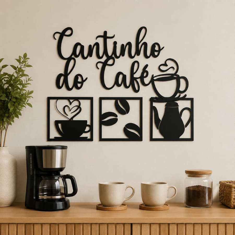 Kit Decoração Cantinho Do Café Quadros Em MDF Frase Pronta Tamanho 30x20 Qualidade Premium