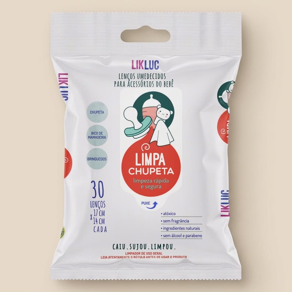 Limpa Chupeta Lenço Umedecido Para Chupeta Bico de Mamadeira  Likluc