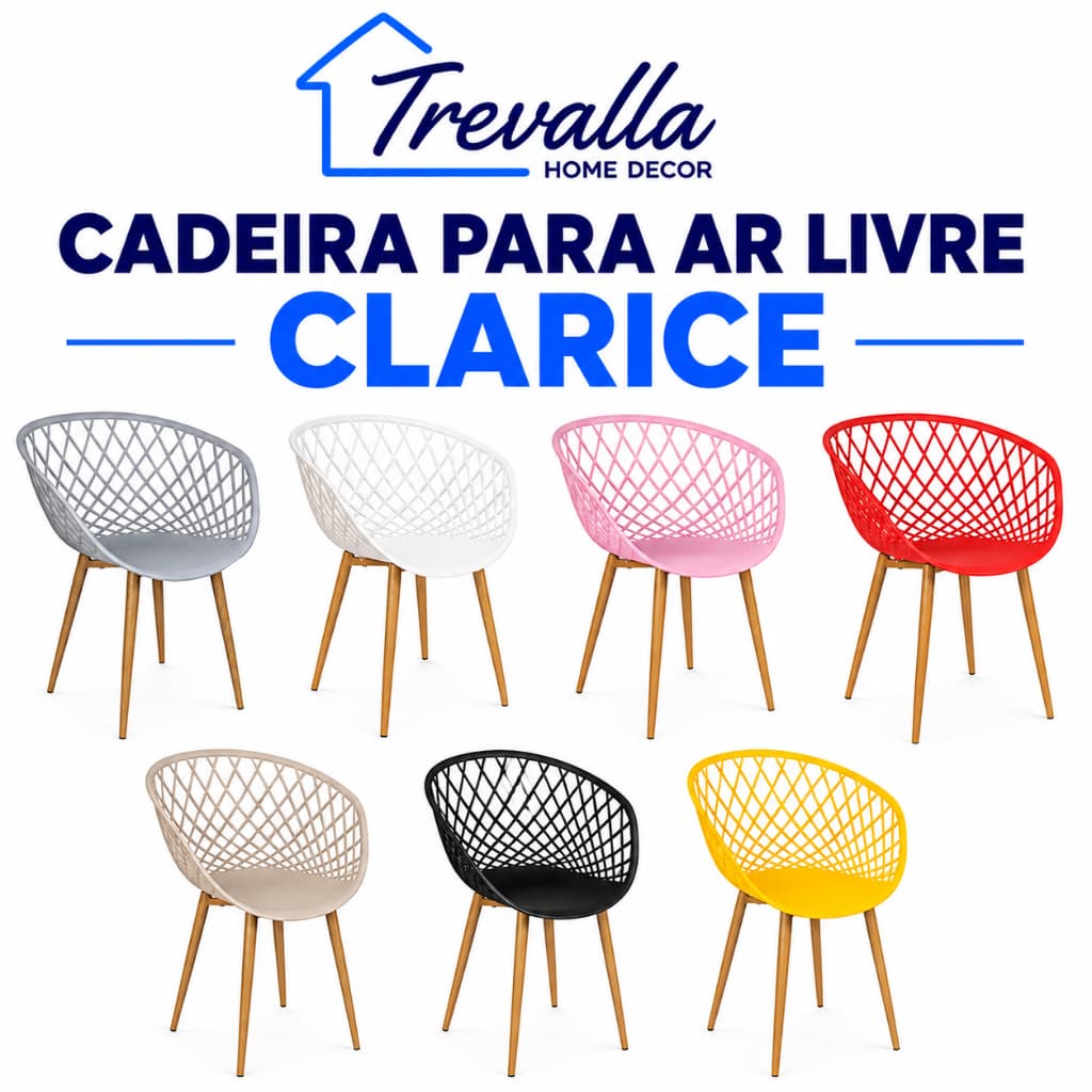 Cadeira para Ar Livre Clarice Bitlar | Design Moderno com Base Eiffel | Envio Imediato