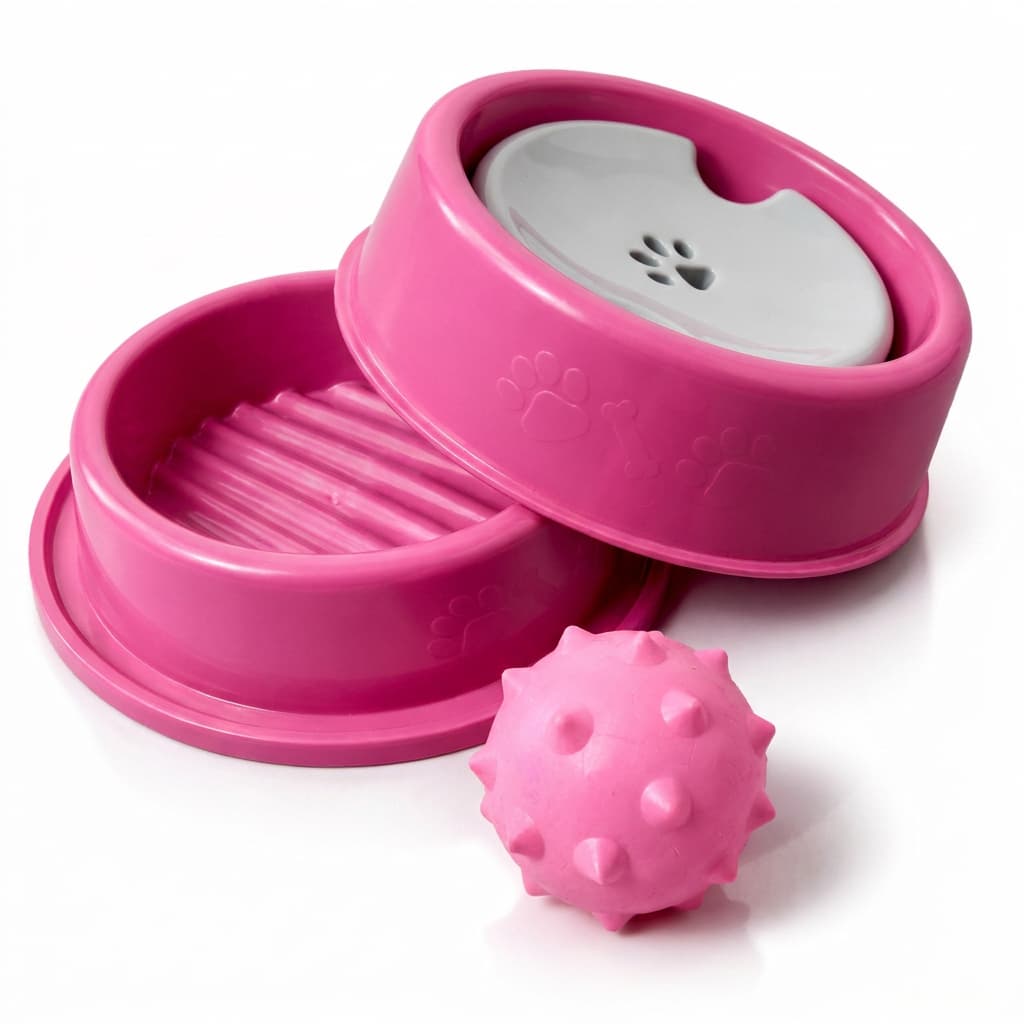 Kit Bebedouro Pelos Longos e Comedouro Anti Formiga 800ml Enxoval Pet Cachorro com Brinquedo