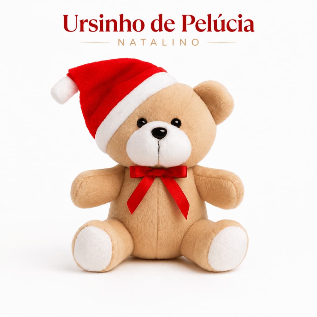 Kit Ursinho De Pelúcia Natalino Papai Noel Enfeite Decoração De Natal 20 cm