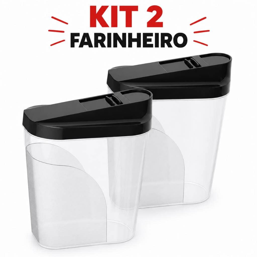 Kit 2 Farinheiro e Açucareiro com Tampa Porta Mantimentos Organizador de Cozinha