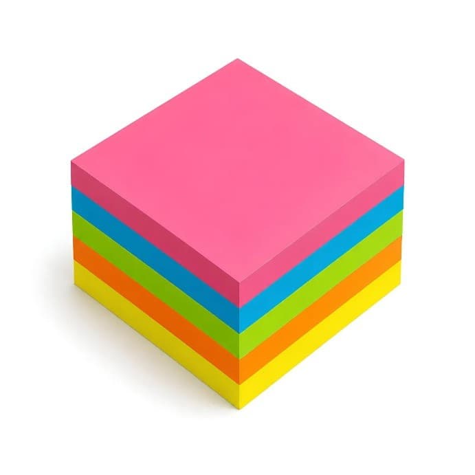 Bloco Adesivo Colacril 76mm x 76mm 5 Cores Neon 200 Folhas Post it Lembrete Papelaria Estudos Escritório