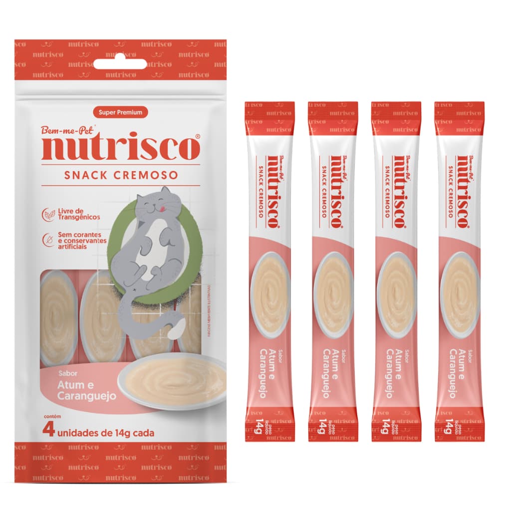 Nutrisco Petisco Cremoso para Cães e Gatos C/ 4 tubos de 14g cada