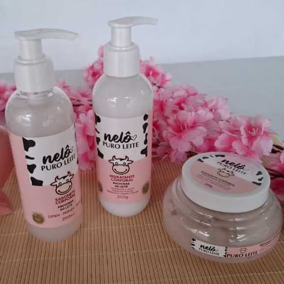 Kit Corporal Nelô Puro Leite – Sabonete + Hidratante + Esfoliante Corporal