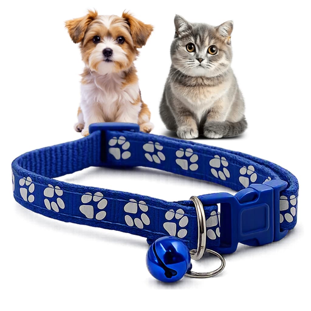 Coleira Pet Pequeno Porte Ajustável Cachorro Gato Filhote Macia Nylon Argola Guizo Passeio