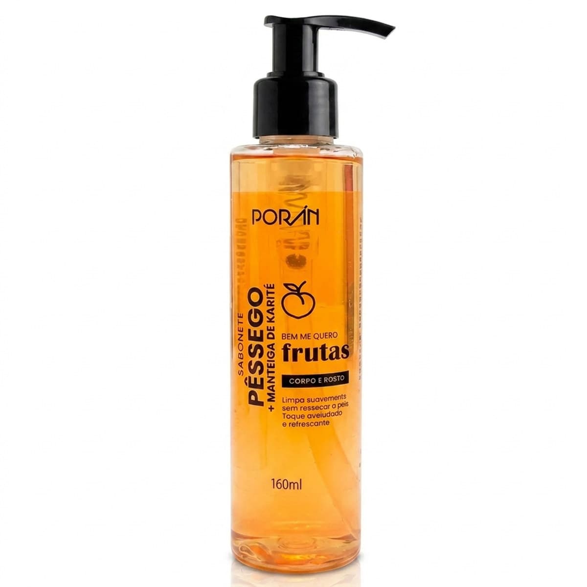Sabonete Pêssego Corpo e Rosto 160ml Poran com fragrância suave para limpeza diária e pele macia