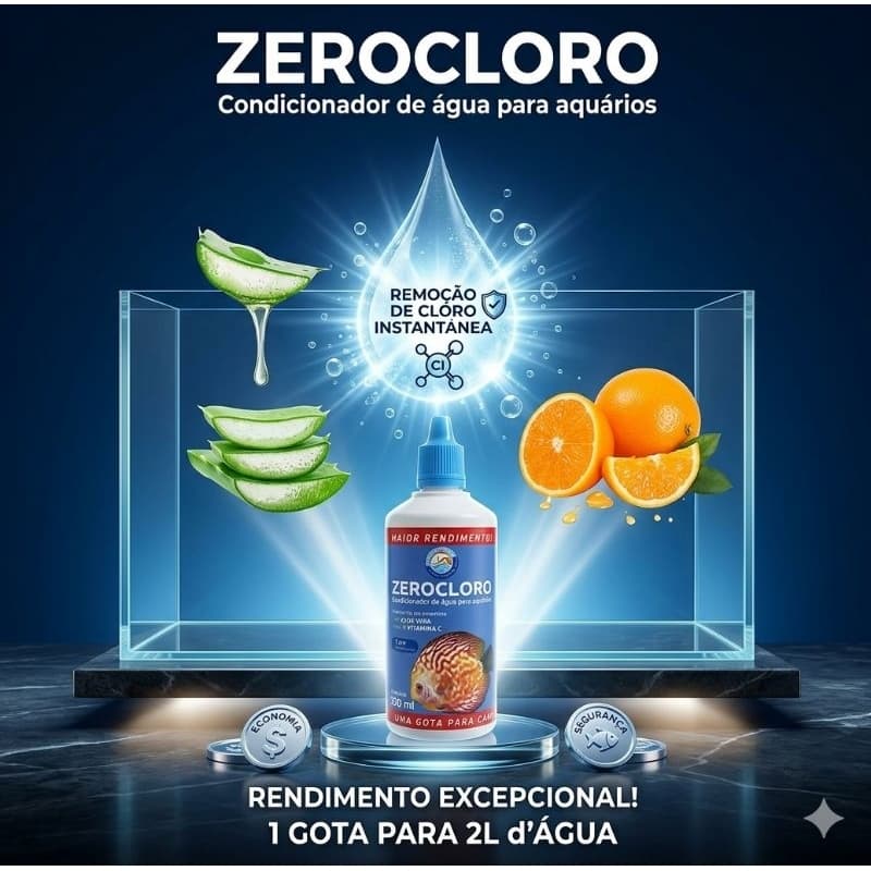 Anticloro Zerocloro Com Vitamina C e Aloe Vera 100ml Aquário