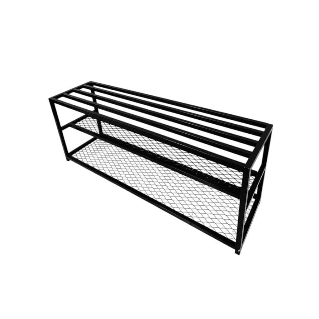 Banco Industrial Estilo Sapateira Total em Metal Aço Cor Preto/Cor Branca 90cm Promoção