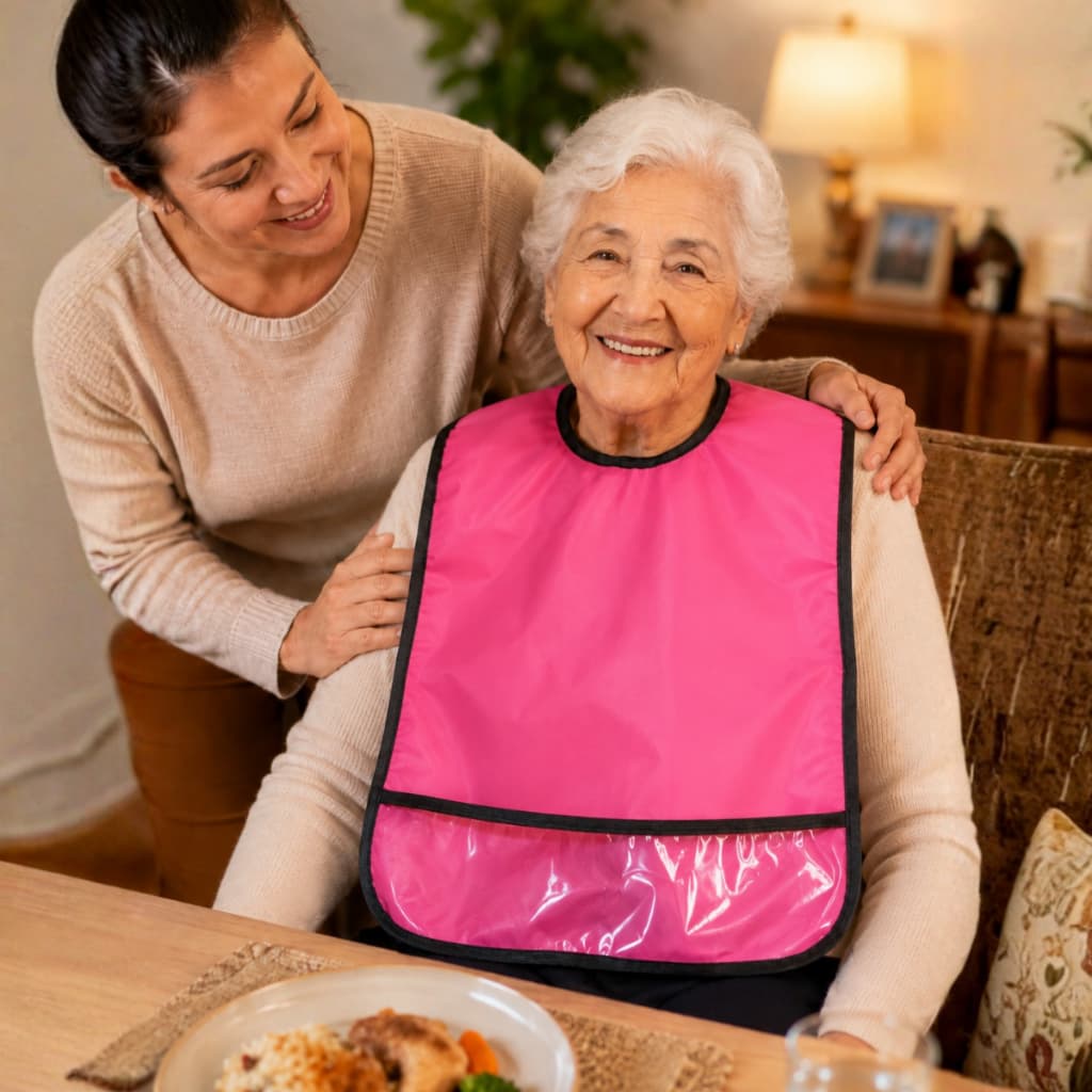 Cobre peito de alimentação para adultos e idosos babador com bolso feito em bagum maleavel