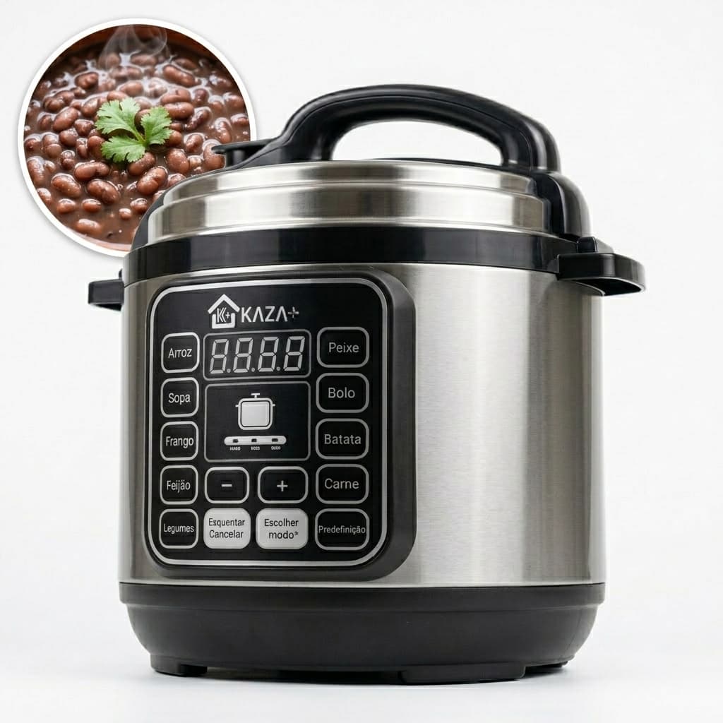 Panela de Pressão Elétrica 5L Inox Painel Digital Preta 110V ou 220V 1000W