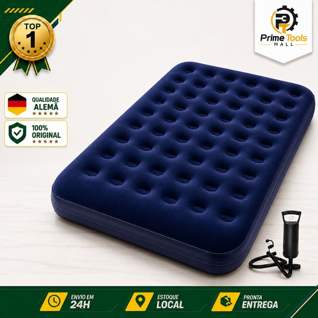 Colchão Inflável Aveludado Casal Solteiro Cama De Ar Portátil Resistente Azul Praia Camping Piscina Visita