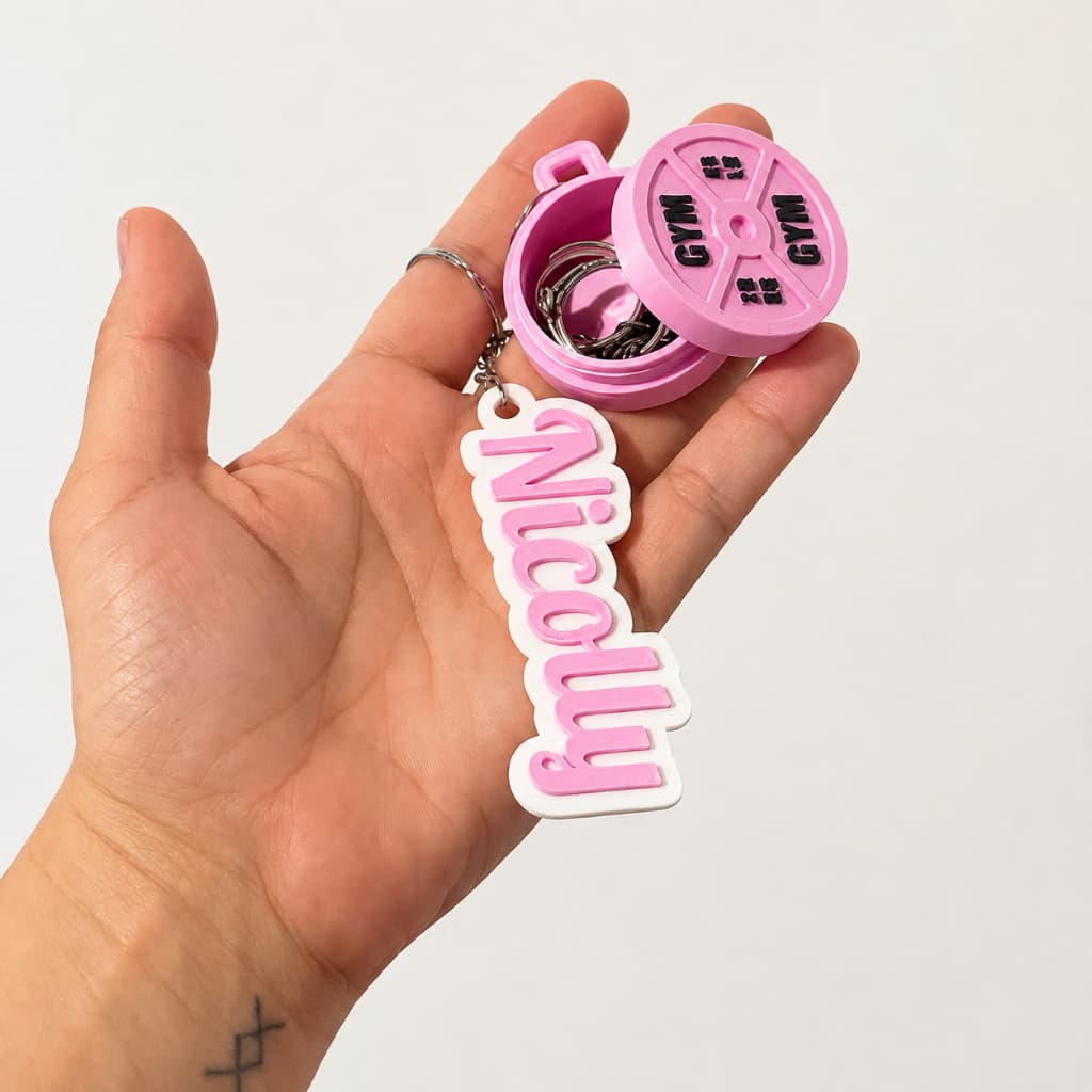 Chaveiro Porta-Joias Fitness + chaveiro personalizado | Mini Porta Cápsulas