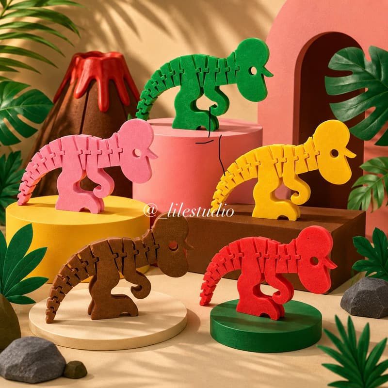 Dinossauro Articulado Infantil – Brinquedo Flexível e Movimentável | 14x9 cm
