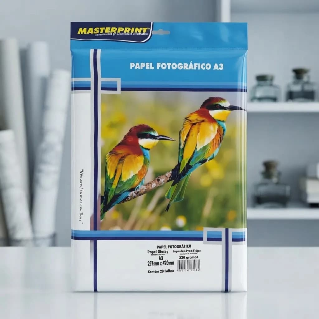Papel Fotográfico Adesivo A3 Glossy 130g Kit 1000 Folhas