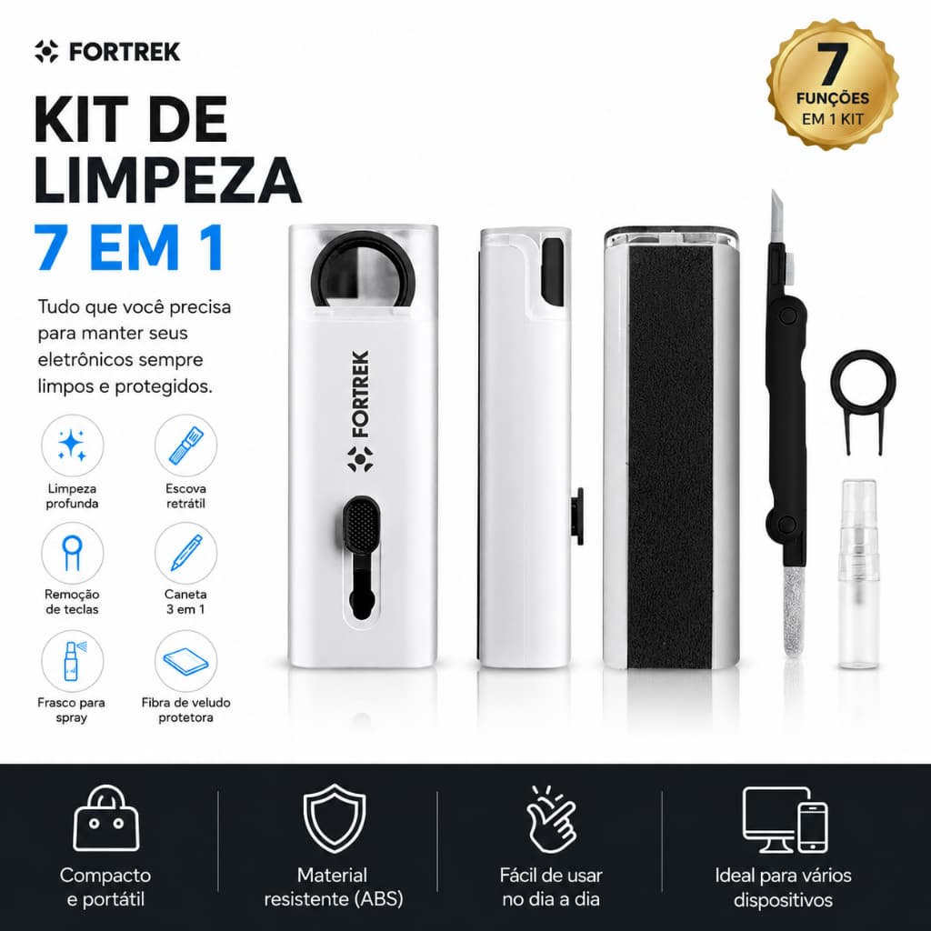 Kit Limpeza 7 em 1 Multifuncional Airpods Teclados Celulares e Eletronicos