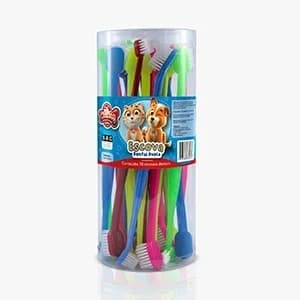Kit 30 Escovas Dentais Dupla com Cabo Longo para Cães e Gatos
