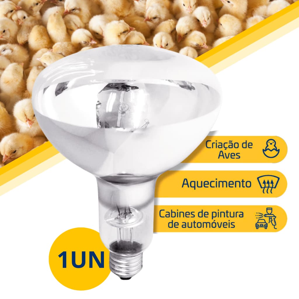 LÂMPADA INCANDESCENTE INFRAVERMELHA AQUECIMENTO SECAGEM 220V 250W - EMPALUX