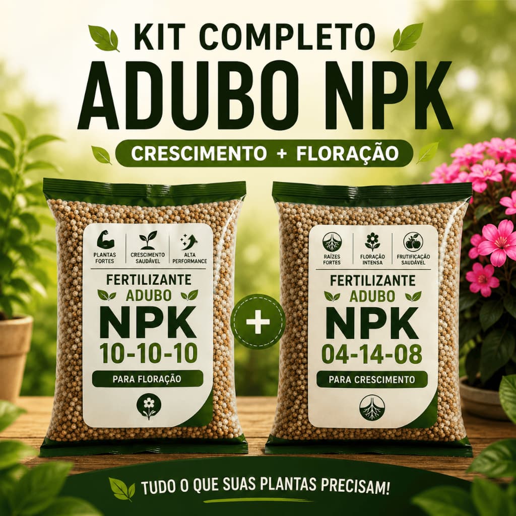Kit Completo Adubo NPK 04 14 08 + 10 10 10 para Crescimento e Floração